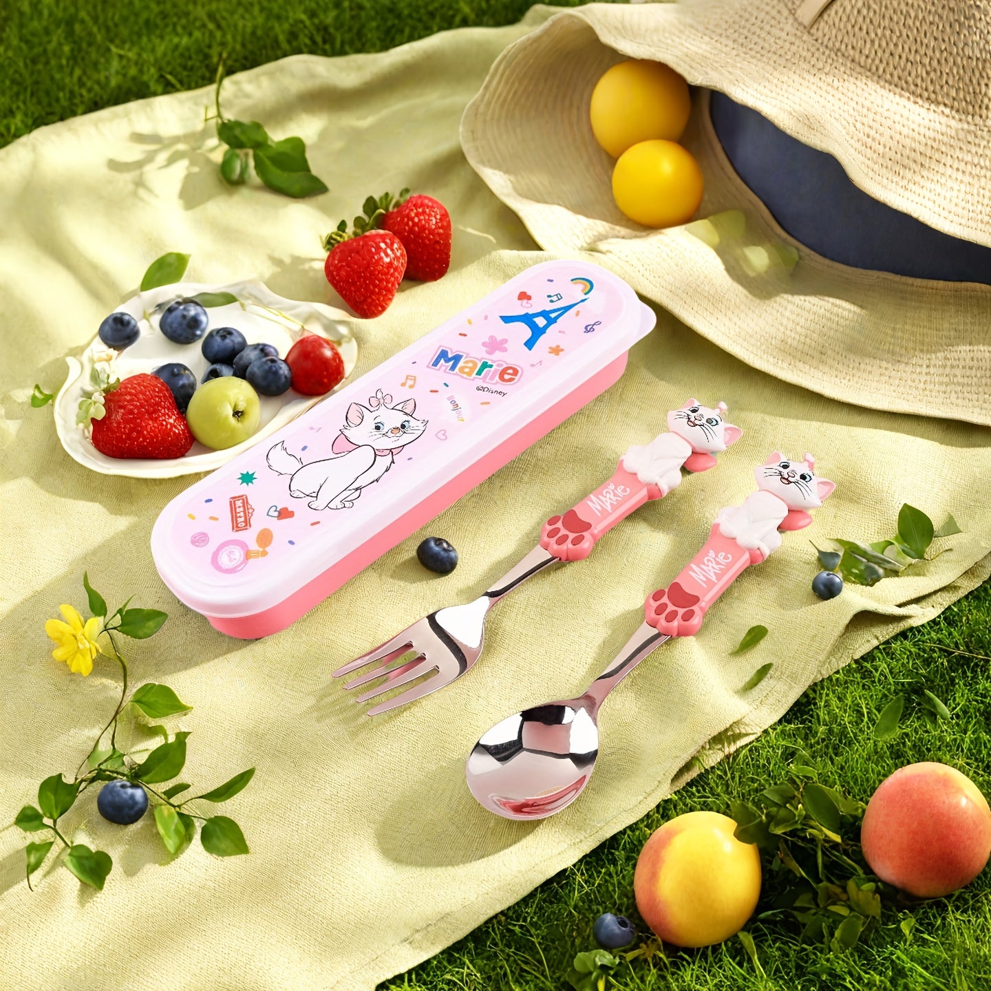 3pcs/set Of Marie Cutlery, Spoon, Fork,Boxe, Adorable Stainless Steel Tableware, Portable Reusable Utensils, Western style salad fork spoon, Suitable for Lunch, Camping, Workplace Travel, Ideal Gifts for Family And Friends