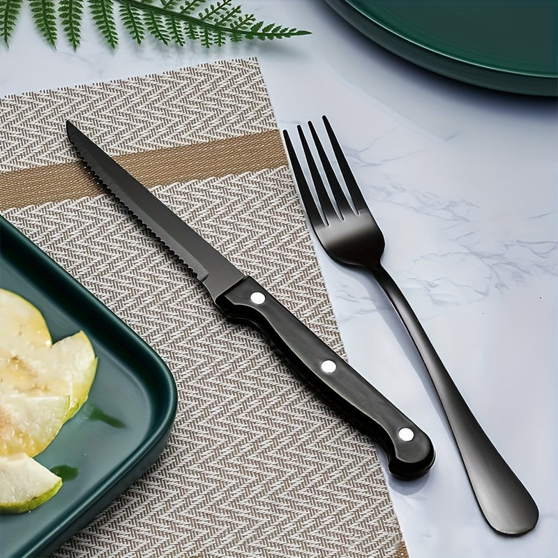 2/4/6/8/12pcs Stainless Steel Cutlery Set, Includes Forks and Steak Knives, Suitable for Halloween, Mardi Gras, Easter, Thanksgiving, Christmas, and Other Holiday Occasions - Dishwasher Safe