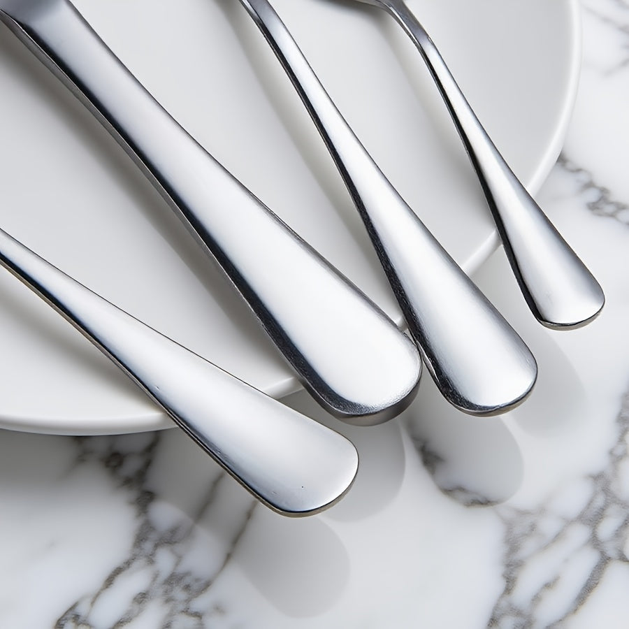 5pcs Portable Stainless Steel Cutlery Set with Storage Box, Reusible Silverware Camping Utensils Includes Fork Spoon Knife Dishwasher Safe for Work School Picnic Travel Lunchbox Kit