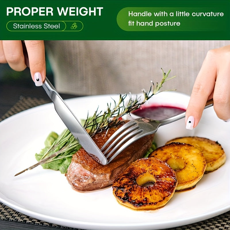 21pcs Stainless Steel Polished Portable Cutlery Set - Durable Outdoor Picnic Tools with Knife, Forks, Plates, Soup Spoons, Bottle Opener, Coffee Spoon, Tongs & Storage Bag, Dishwasher Safe, Reusable for Travel, Camping, Parties & More