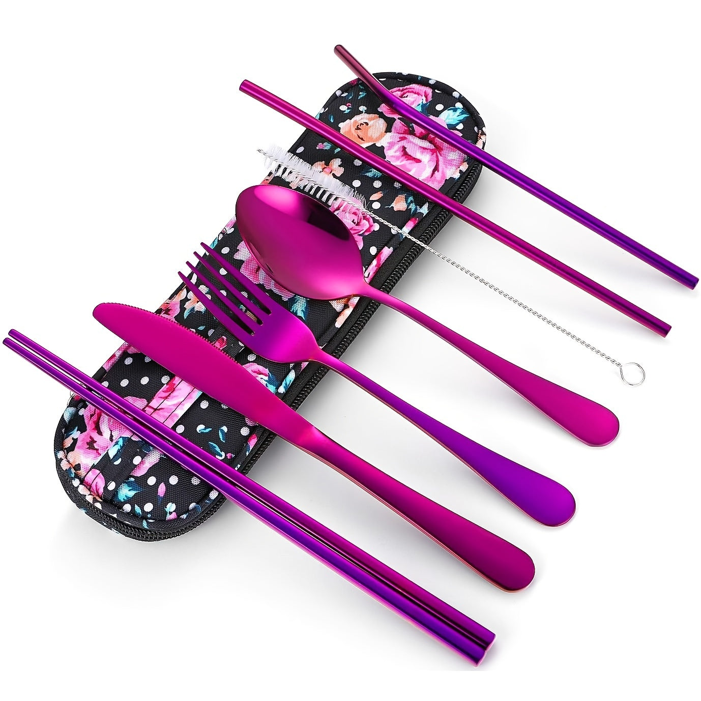 Travel Utensils,Reusable Silverware Set To Go Portable Cutlery Set with a Waterproof Carrying Case for Lunch Boxes Camping School Picnic