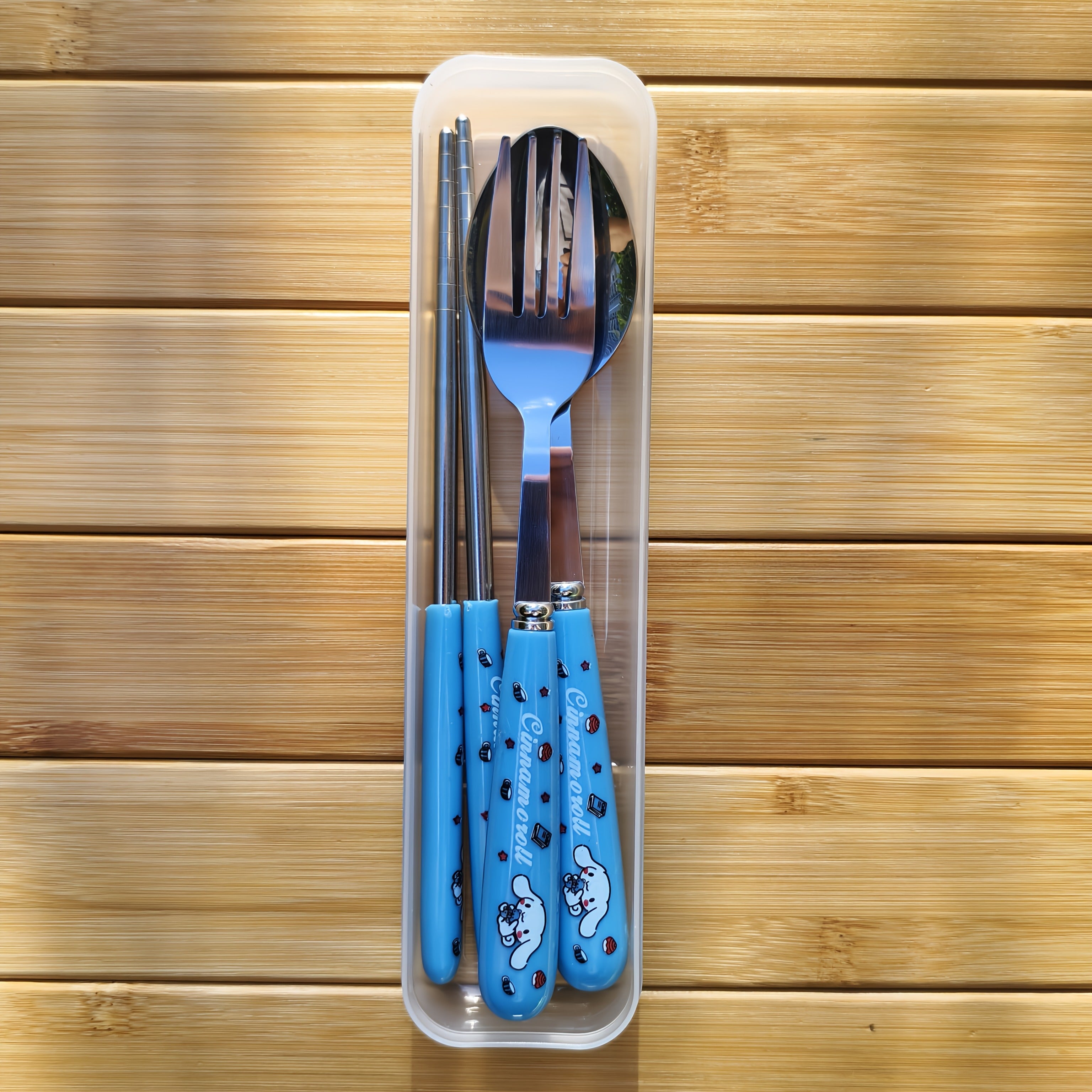 Sanrio for hello kitty, for Kuromi & for Cinnamoroll Stainless Steel Flatware Set - 3pcs Cute Character Cutlery with Portable Case, 304 Stainless Steel Fork Spoon Chopsticks for Home, Travel, Parties, Outdoor - Collectible Gift for Fans, Themed Party