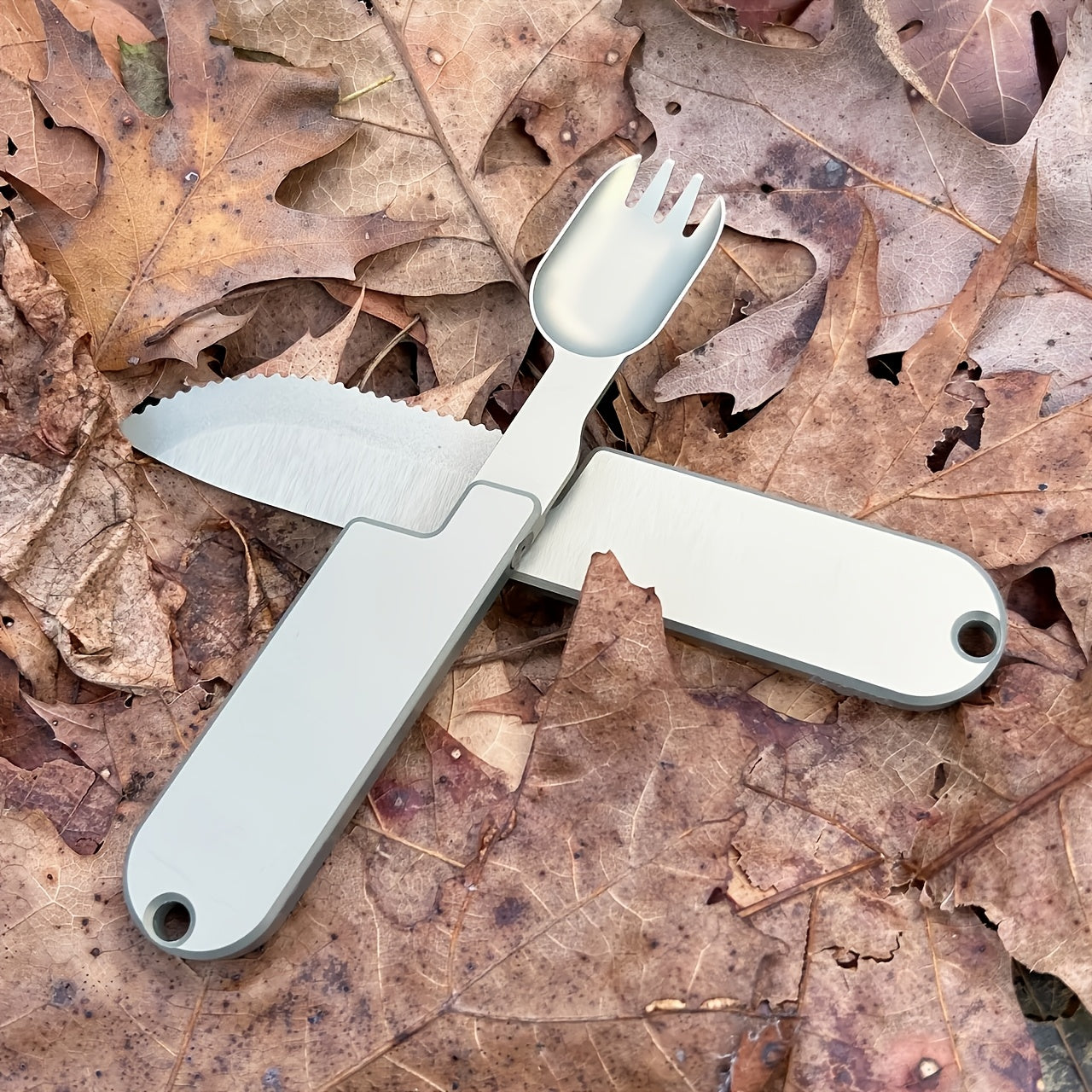 1pc Kopak Camping BBQ All-in-One Western Food Spoon and Fork Set 2-in-1 Camping Cutlery Set, Reusable Camping Cutlery Set, Portable Cutlery Backpack Gear, Compact Cutlery Travel Cutlery, Suitable for Lunch Hikes Outdoor Survival