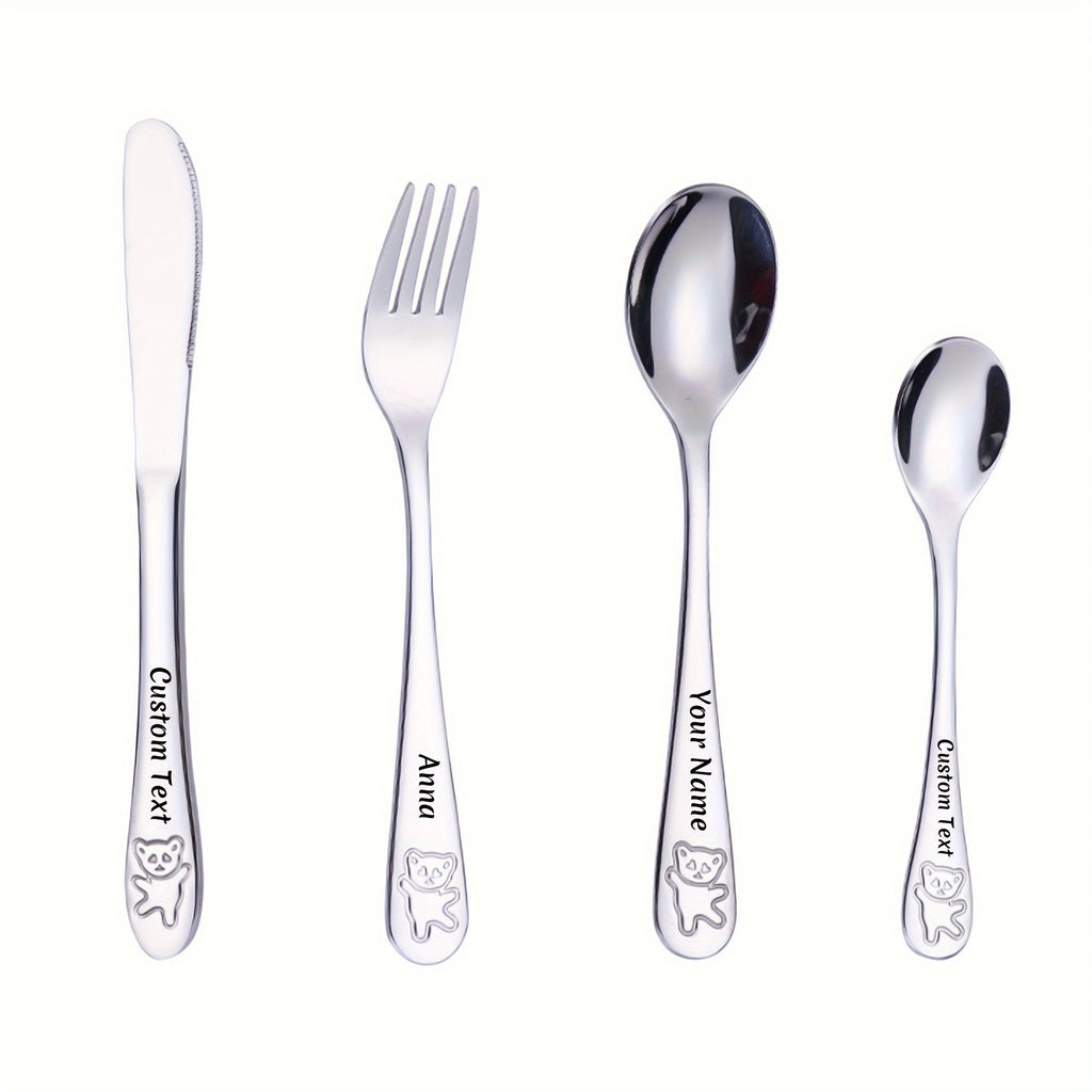 4pcs Personalized Tableware, Customized any Name, Can Send Family, Friends the Best Christmas, Thanksgiving, Birthday Gifts