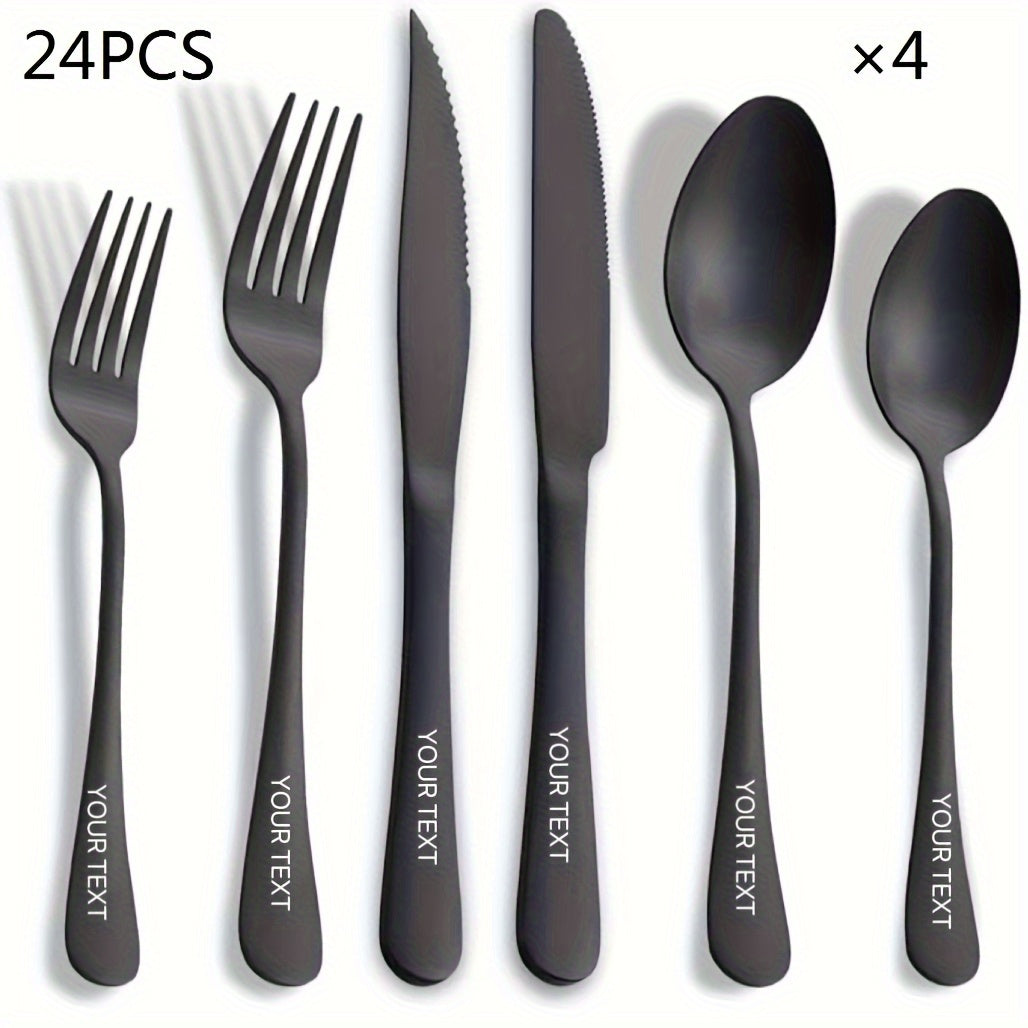 Customized 24/36 stainless steel knife, fork, spoon and modern cutlery set, spoon and fork set, suitable for restaurants, dishwasher washable