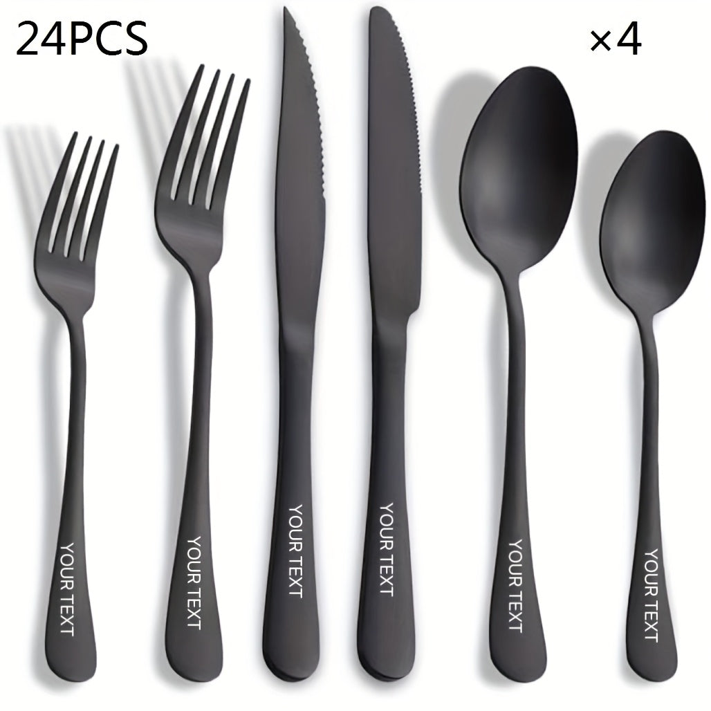 Customized 24/36 stainless steel knife, fork, spoon and modern cutlery set, spoon and fork set, suitable for restaurants, dishwasher washable