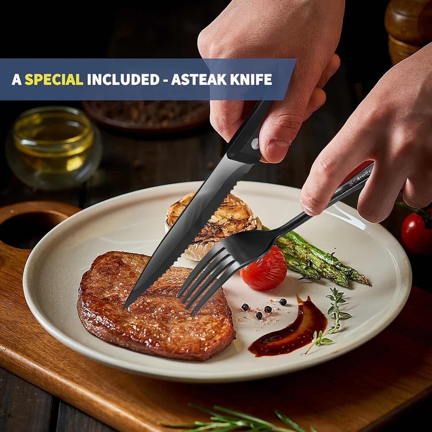 Customize Your Text, 9/10pcs Black Silvery Stainless Steel Outdoor Portable Cutlery Set, Travel Camping Set, Including Knife, Fork, Spoon, Chopsticks, Cleaning Brush, Straw, Bottle Opener, Steak Knife with Knife Cover, Safe And Not Easily Damaged