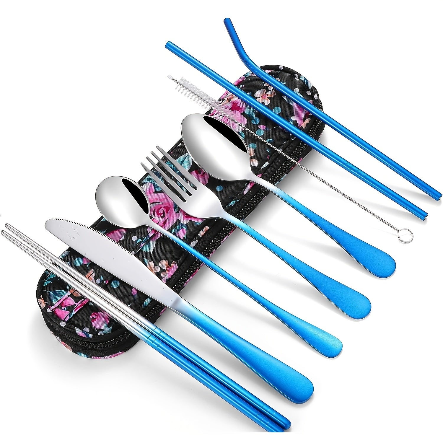Travel Utensils,Reusable Silverware Set To Go Portable Cutlery Set with a Waterproof Carrying Case for Lunch Boxes Camping School Picnic
