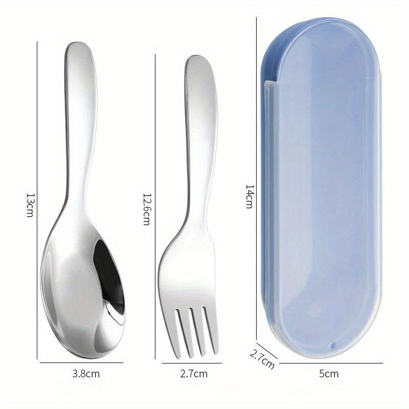 2pcs 1 Set Portable Spoon Fork Tableware Outdoor Camping Stainless Steel Cutlery Set for Hiking Outdoor Camp Cooking Supplies