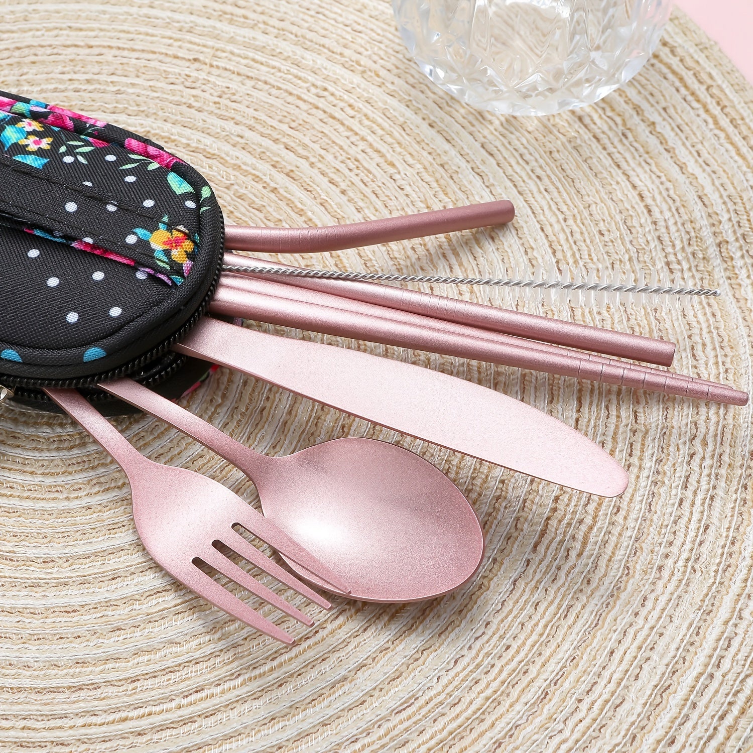 Travel Utensils,Reusable Silverware Set To Go Portable Cutlery Set with a Waterproof Carrying Case for Lunch Boxes Camping School Picnic