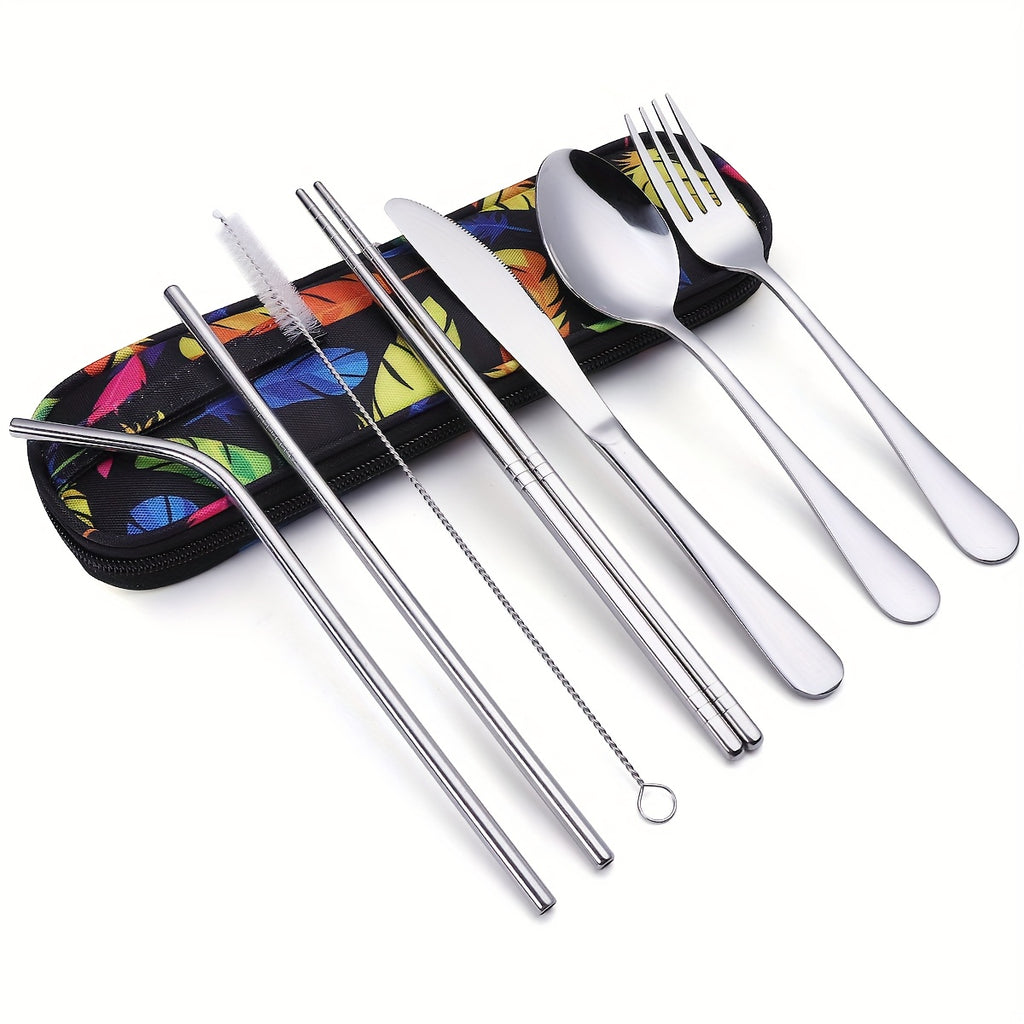 Travel Utensils,Reusable Silverware Set To Go Portable Cutlery Set with a Waterproof Carrying Case for Lunch Boxes Camping School Picnic