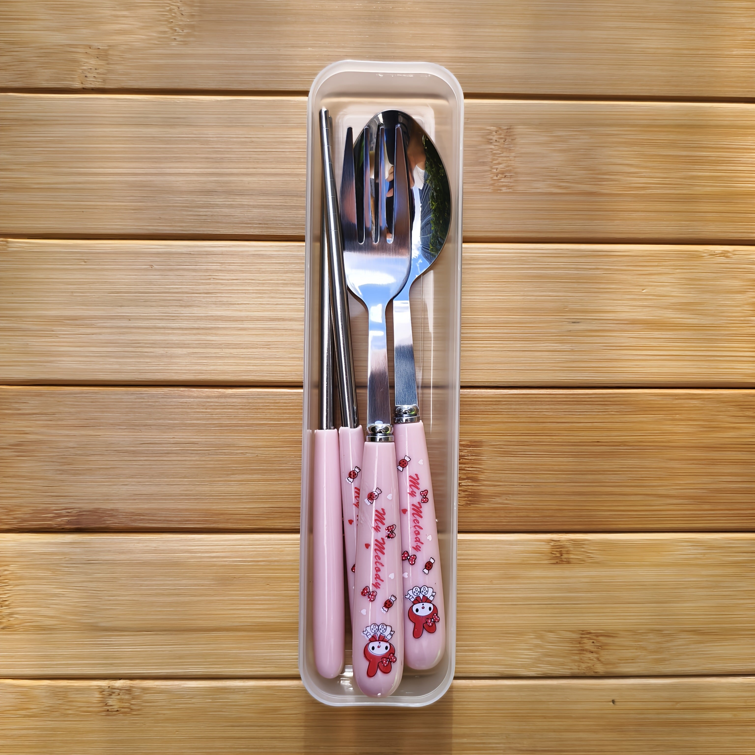 Sanrio for hello kitty, for Kuromi & for Cinnamoroll Stainless Steel Flatware Set - 3pcs Cute Character Cutlery with Portable Case, 304 Stainless Steel Fork Spoon Chopsticks for Home, Travel, Parties, Outdoor - Collectible Gift for Fans, Themed Party