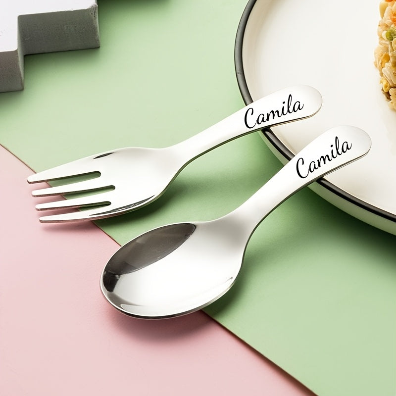 Personalized Stainless Steel Mini Fork and Portable Cutlery Set Dining Utensils with Name