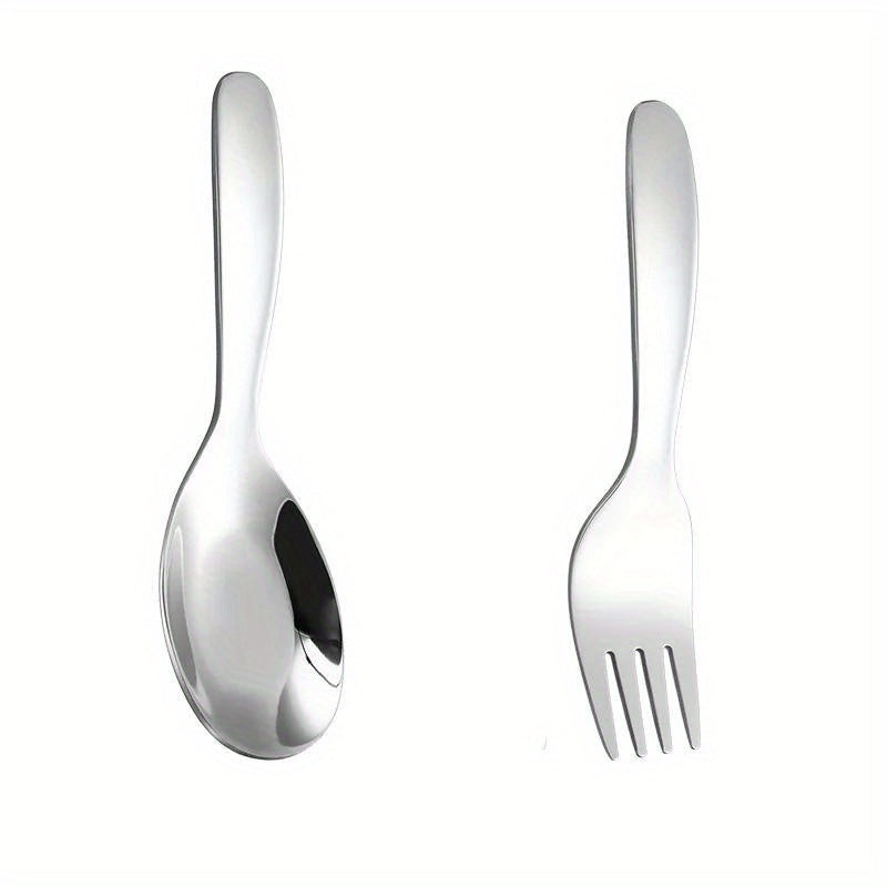 2pcs 1 Set Portable Spoon Fork Tableware Outdoor Camping Stainless Steel Cutlery Set for Hiking Outdoor Camp Cooking Supplies