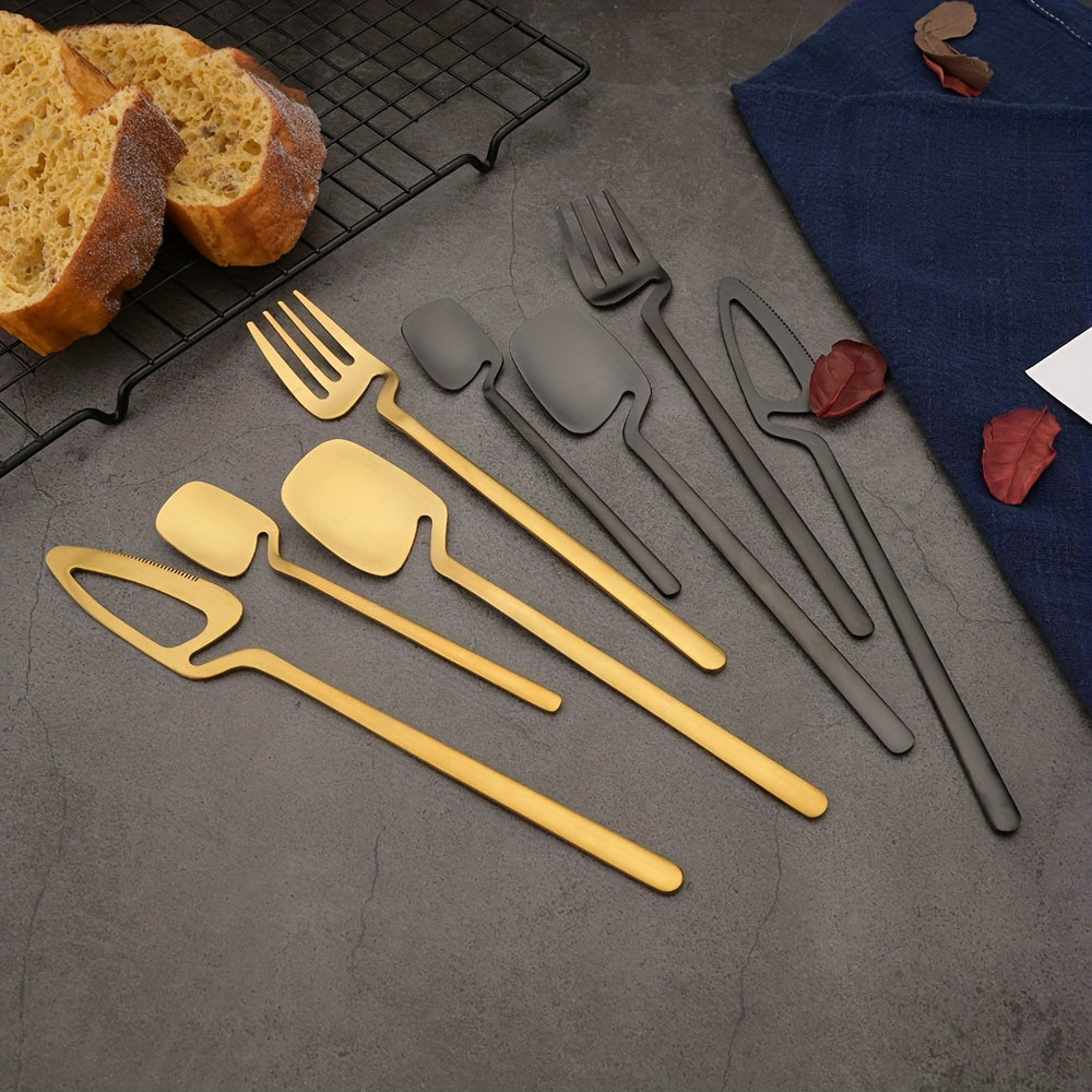 32pcs Stainless Steel Cutlery Set for 8 - Matte Finish, Includes Knife, Fork, Spoon & Teaspoon - Perfect for Dining & Kitchen Use, Kitchen Utensils, Creative Hanging, 304