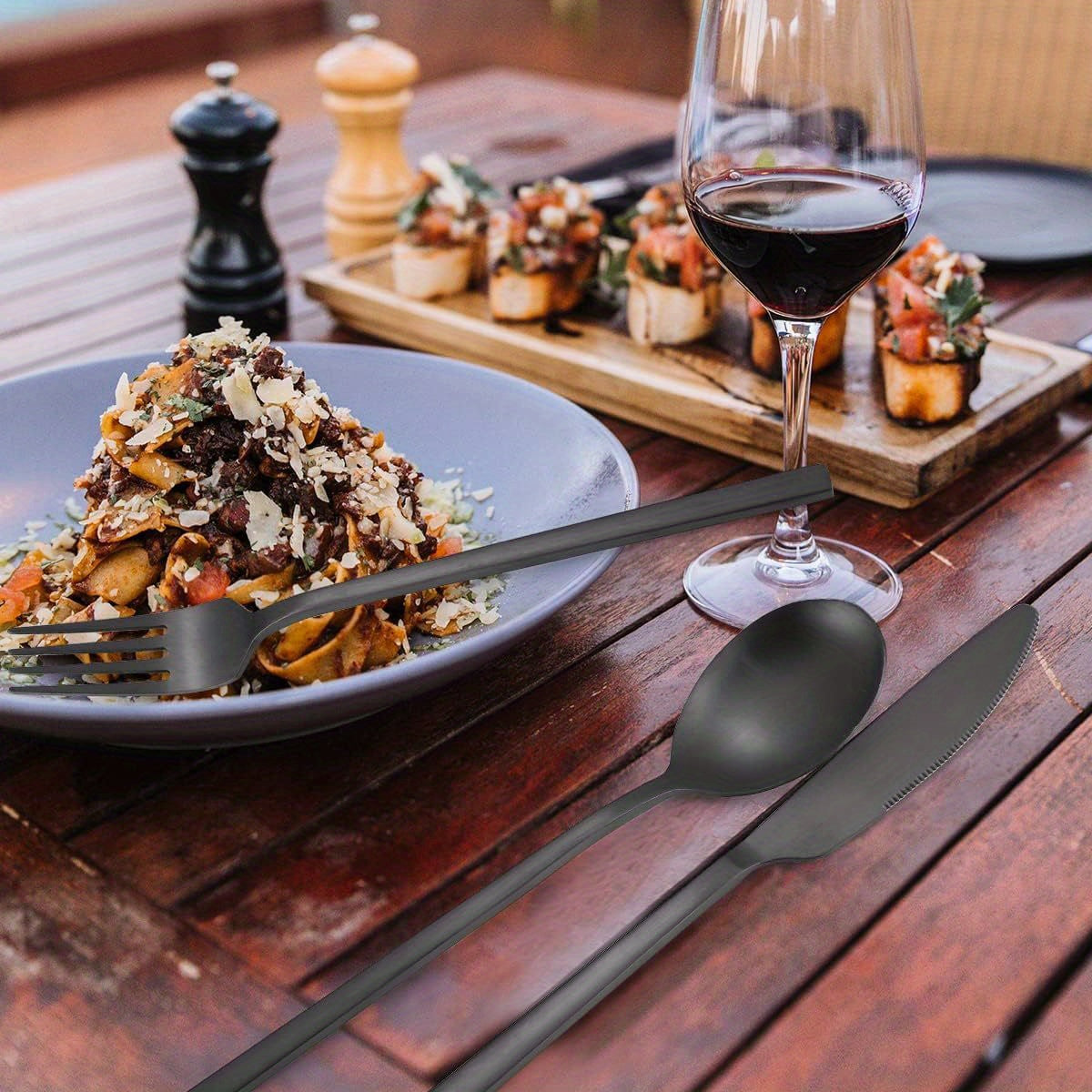 6pcs Stainless Steel Flatware Set - Portable, Reusable Cutlery with Chopsticks, Knife, Fork, Spoon, and Cleaning Brush - Dishwasher Safe, Ideal for Travel and Outdoor Use, Outdoor Dining Essentials|Modern Cutlery Set|Durable Cutlery