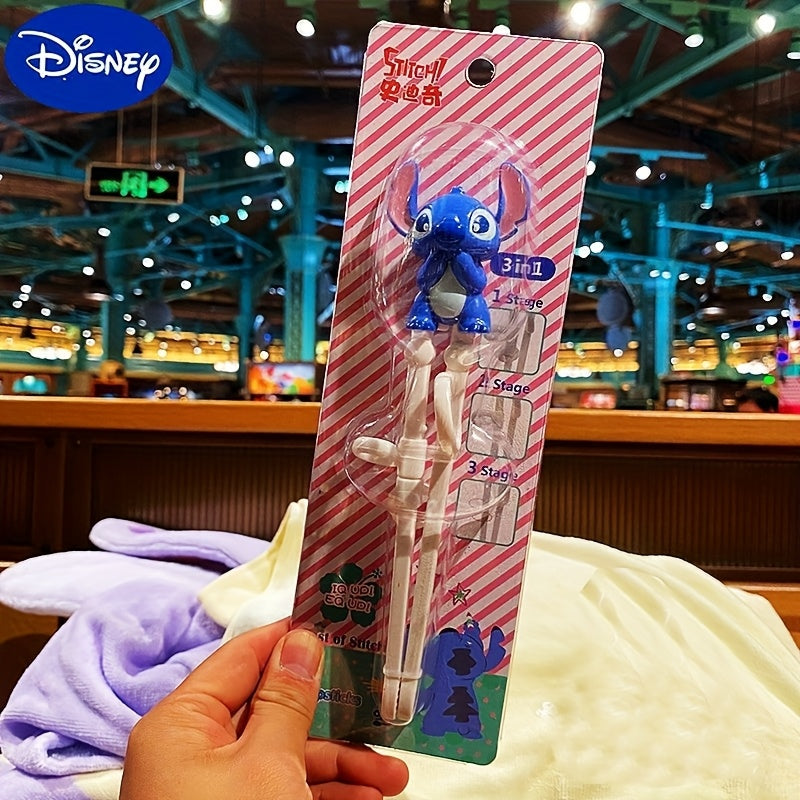 4pcs Training Chopsticks and 304 Stainless Steel Fork and Spoon, Cartoon Novelty Style with Box, Elsa Princess, Mickey and Minnie, Stitch Can Be Selected, Portable Learning Chopsticks Cute Tableware, Suitable for Beginners Outdoor Camping Accessories Home