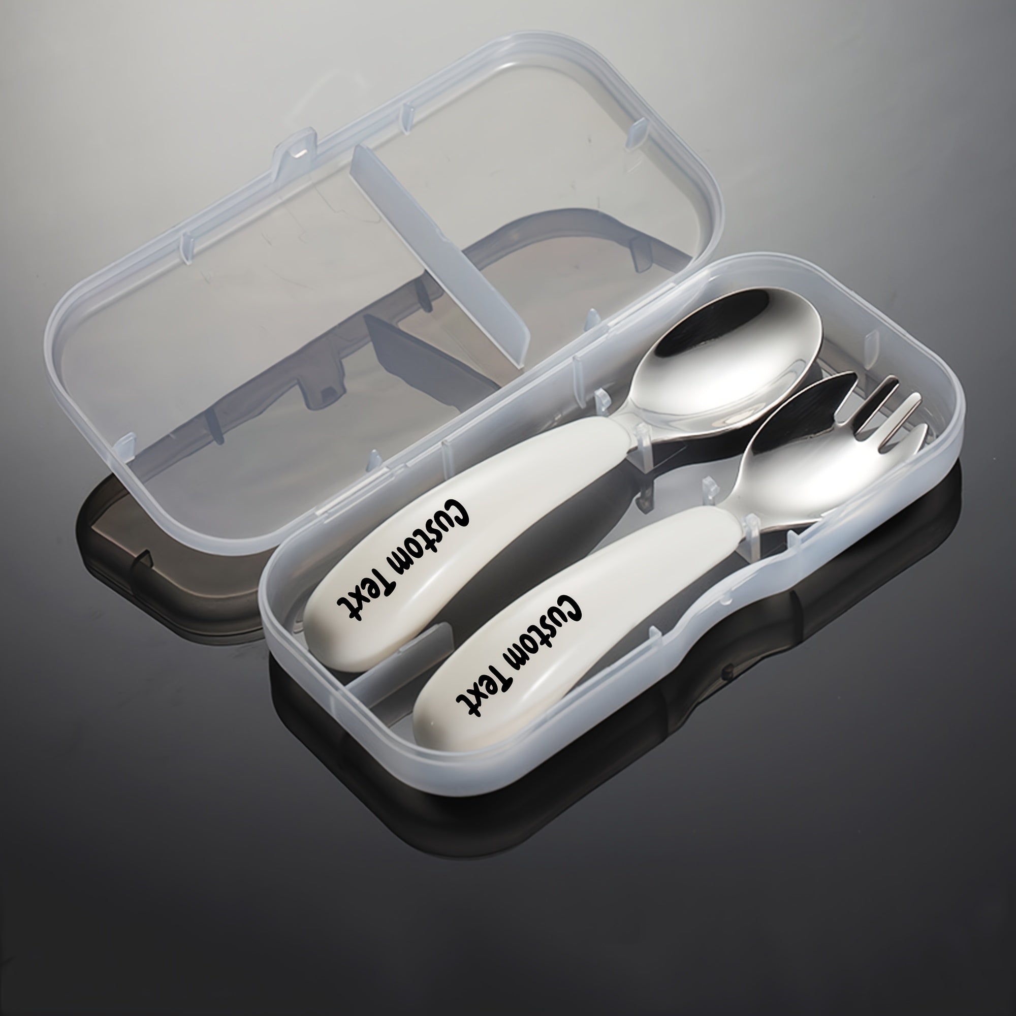 2pcs Customizable Stainless Steel Cutlery Set, Personalized Engraved Name, Food-Grade Silicone Handles, Perfect Birthday Gift for Family & Friends, Versatile for Home, Camping & Picnics