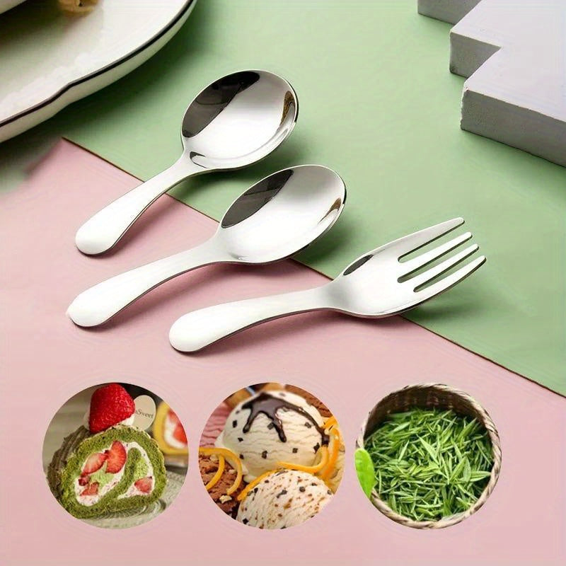2pcs 1 Set Portable Spoon Fork Tableware Outdoor Camping Stainless Steel Cutlery Set for Hiking Outdoor Camp Cooking Supplies