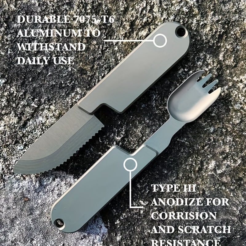 2in 1 Camping Eating Utensils Set, Lucaya Reusable Magnetic Detachable Cutlery, Kopak Utensil Set, Portable Pocket Combination Knife and Fork Backpacking Gear for Fishing Travel Outdoor Survival