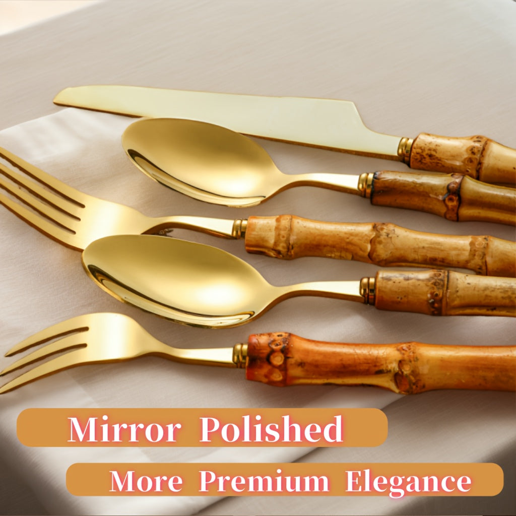 20pcs OUTRIDAR Stainless Steel Tableware Set, Mirror Polished Dinnerware Set, Perfect for Outdoor, Daily Use and Parties, Family Dining and Restaurants, Dishwasher Safe - Suitable for 4 People - Can Be Put in Dishwasher Safe - Ideal Gift - OUTRIDAR Bran