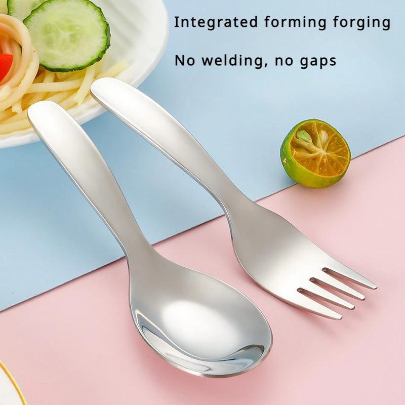 2pcs 1 Set Portable Spoon Fork Tableware Outdoor Camping Stainless Steel Cutlery Set for Hiking Outdoor Camp Cooking Supplies