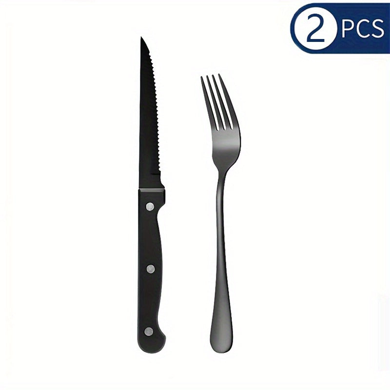 2/4/6/8/12pcs Stainless Steel Cutlery Set, Includes Forks and Steak Knives, Suitable for Halloween, Mardi Gras, Easter, Thanksgiving, Christmas, and Other Holiday Occasions - Dishwasher Safe