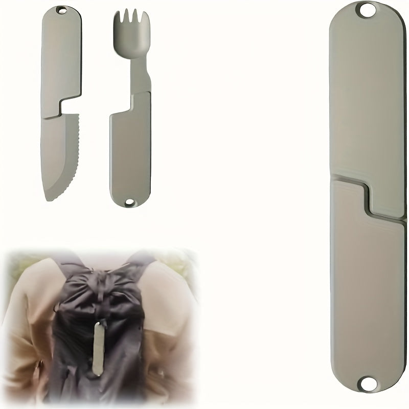 2in 1 Camping Eating Utensils Set, Lucaya Reusable Magnetic Detachable Cutlery, Kopak Utensil Set, Portable Pocket Combination Knife and Fork Backpacking Gear for Fishing Travel Outdoor Survival