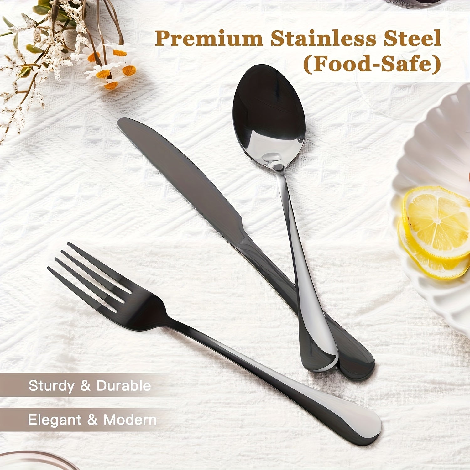Customize Your Text, 9/10pcs Black Silvery Stainless Steel Outdoor Portable Cutlery Set, Travel Camping Set, Including Knife, Fork, Spoon, Chopsticks, Cleaning Brush, Straw, Bottle Opener, Steak Knife with Knife Cover, Safe And Not Easily Damaged