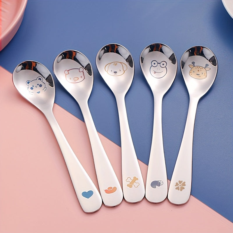 Personalized Customization, 2pcs+Box Portable Cutlery Set with Fork Spoon, Reusable Stainless Steel Fork Spoon Set, Cute Cartoon Cutlery with Cutlery Box, Suitable for Travel, Outdoor Camping, Gift Giving, Cats, Dogs, Pigs, Frogs, Deer