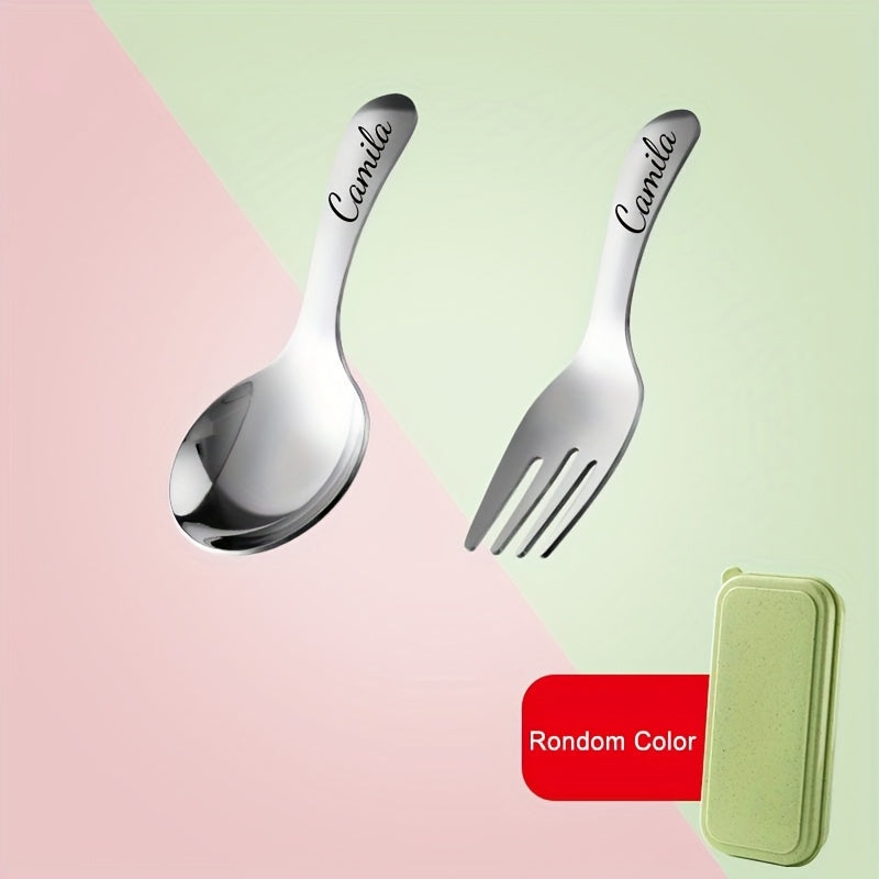 Personalized Stainless Steel Mini Fork and Portable Cutlery Set Dining Utensils with Name