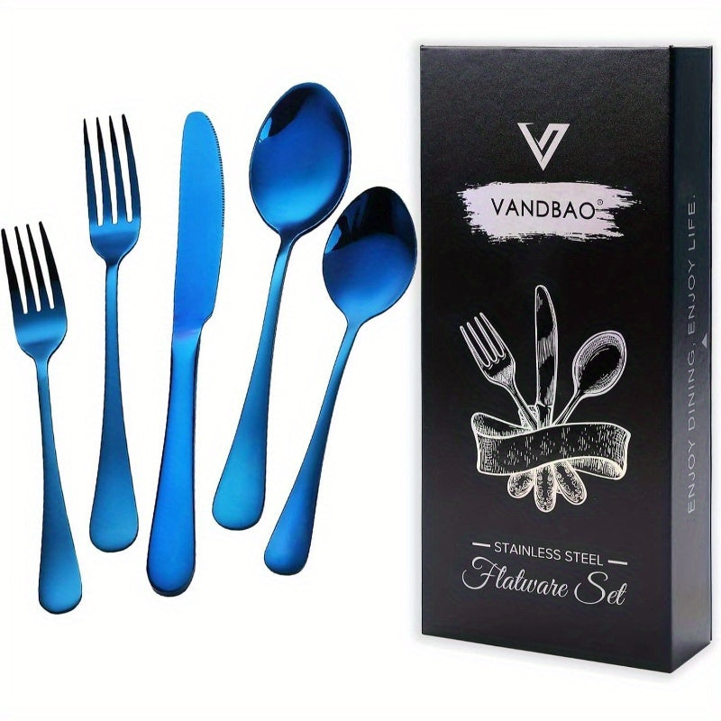 Silverware Set Flatware Cutlery - 20pcs Stainless Steel Tableware Set Service 4, Include Fork Knife Spoon, Mirror Polished, Dishwasher Safe, Cutlery, Portable Cutlery Set, Home Dining, Kitchen Essentials, Stylish Flatware, Modern Silverware, Durable