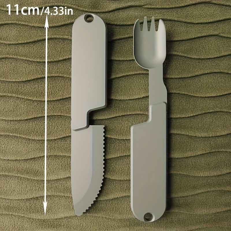 2in 1 Camping Eating Utensils Set, Lucaya Reusable Magnetic Detachable Cutlery, Kopak Utensil Set, Portable Pocket Combination Knife and Fork Backpacking Gear for Fishing Travel Outdoor Survival