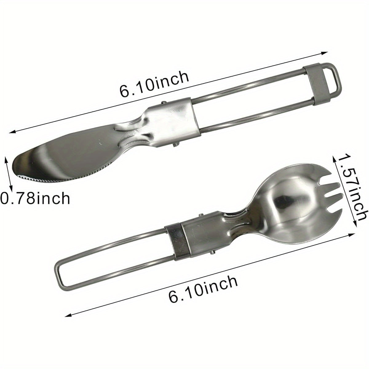 4pcs Compact Folding Camping Utensil Set - Heavy-Duty 304 Stainless Steel (18/10) Flatware with Spoon, Fork, Knife - Portable Travel Cutlery for Backpacking, Hiking, Picnics - Dishwasher Safe & Space-Saving Design for Camping, Office, Home - Ideal for